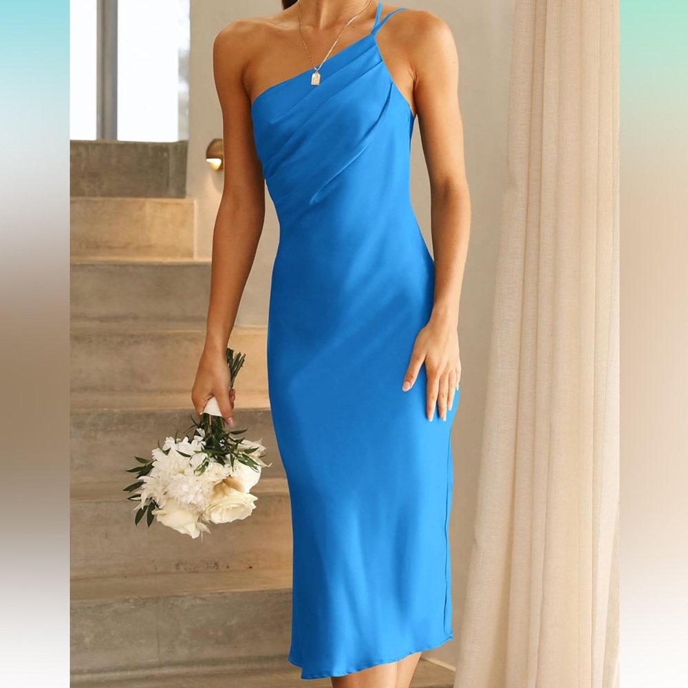 Blue One-Shoulder Dress